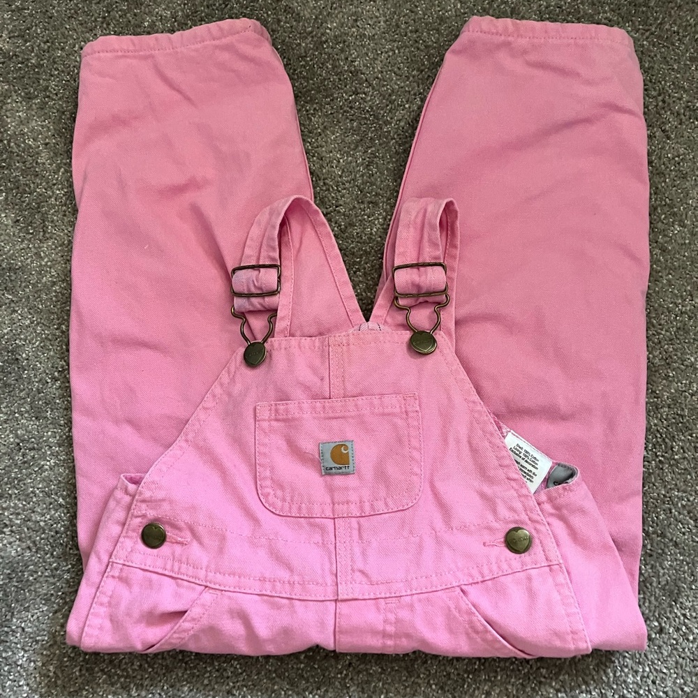 Girls 2t pink flannel lined carhartt bibs